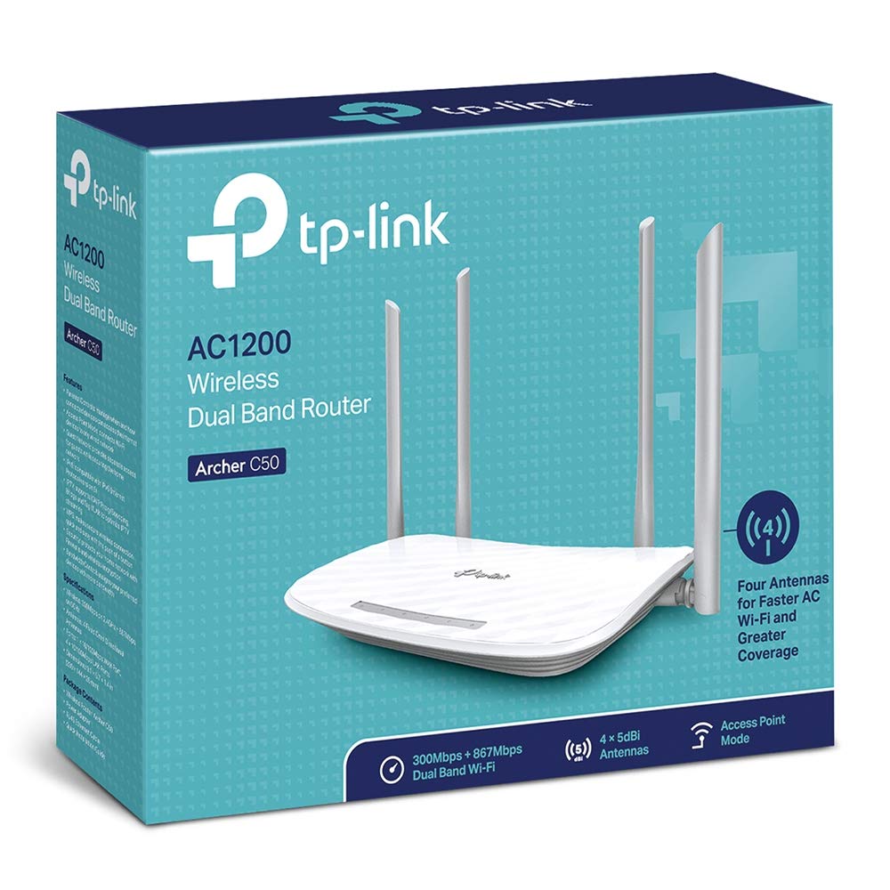TP-Link AC1200 WiFi Router, Dual Band, Archer C50