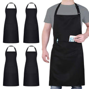 Waterproof Chef Apron with 2 Pockets, Black, 4 Pack