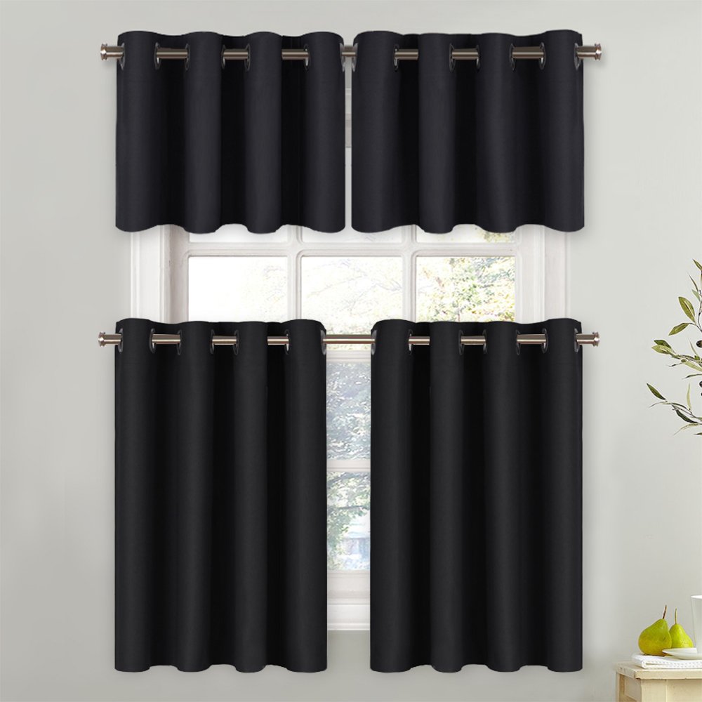 NICETOWN Blackout Valance for Small Window, 1 Pack, W52 x L36, Black