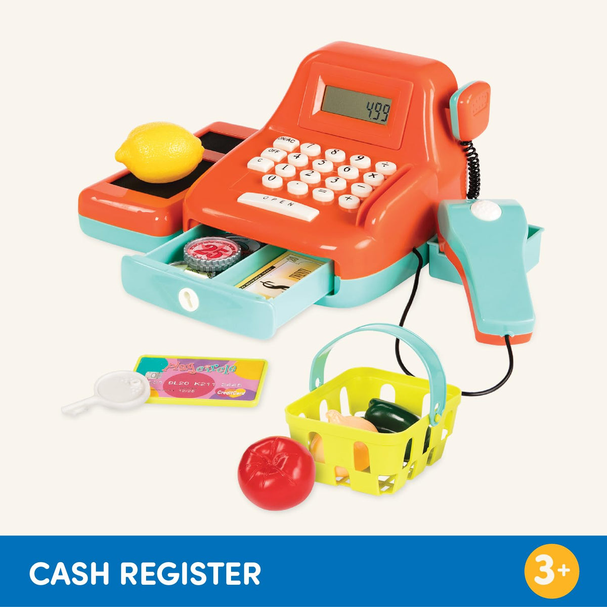 Battat Kids Cash Register with Scanner and Sounds, 26 Pieces