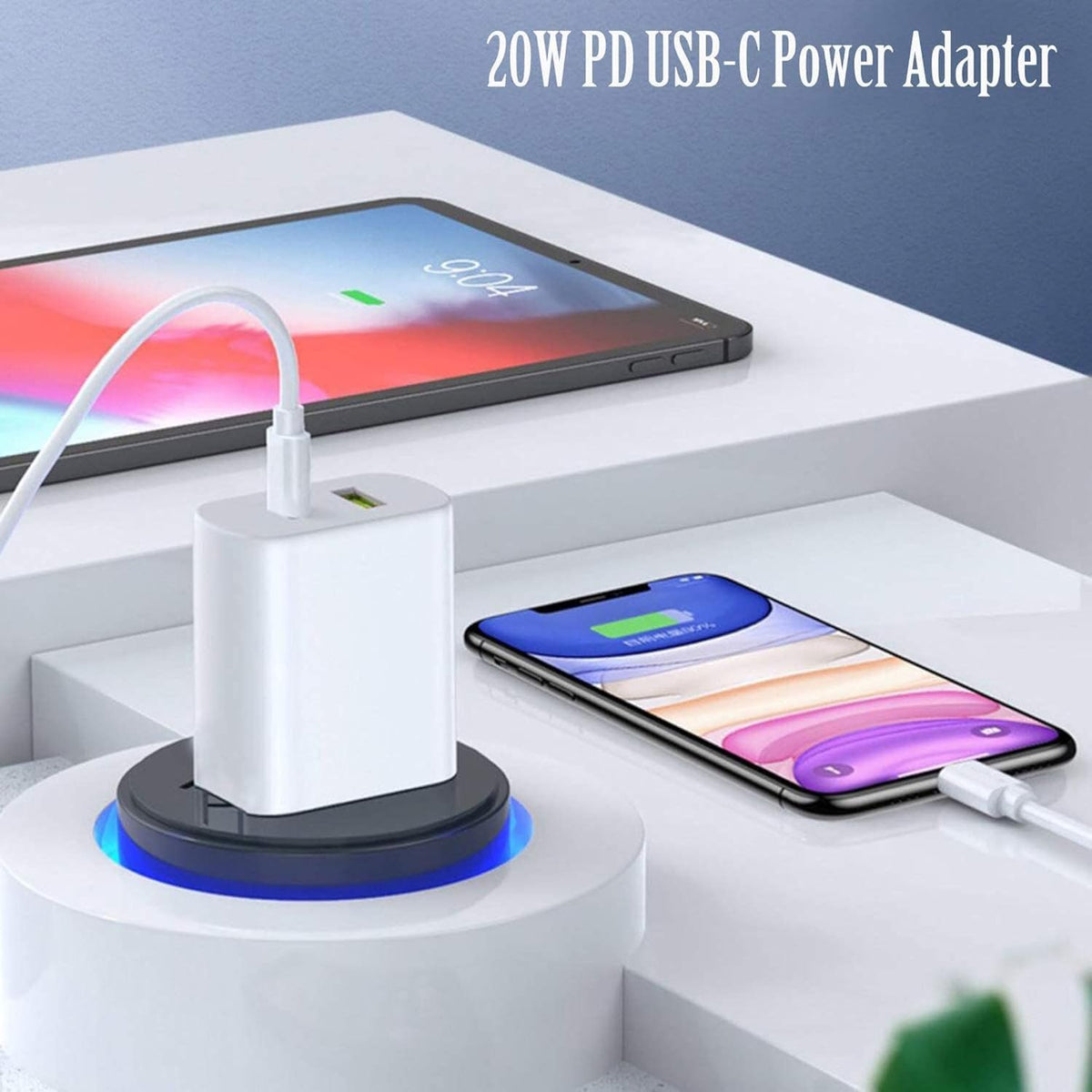 USB-C Charger Block, 20W Dual Port, 3-Pack