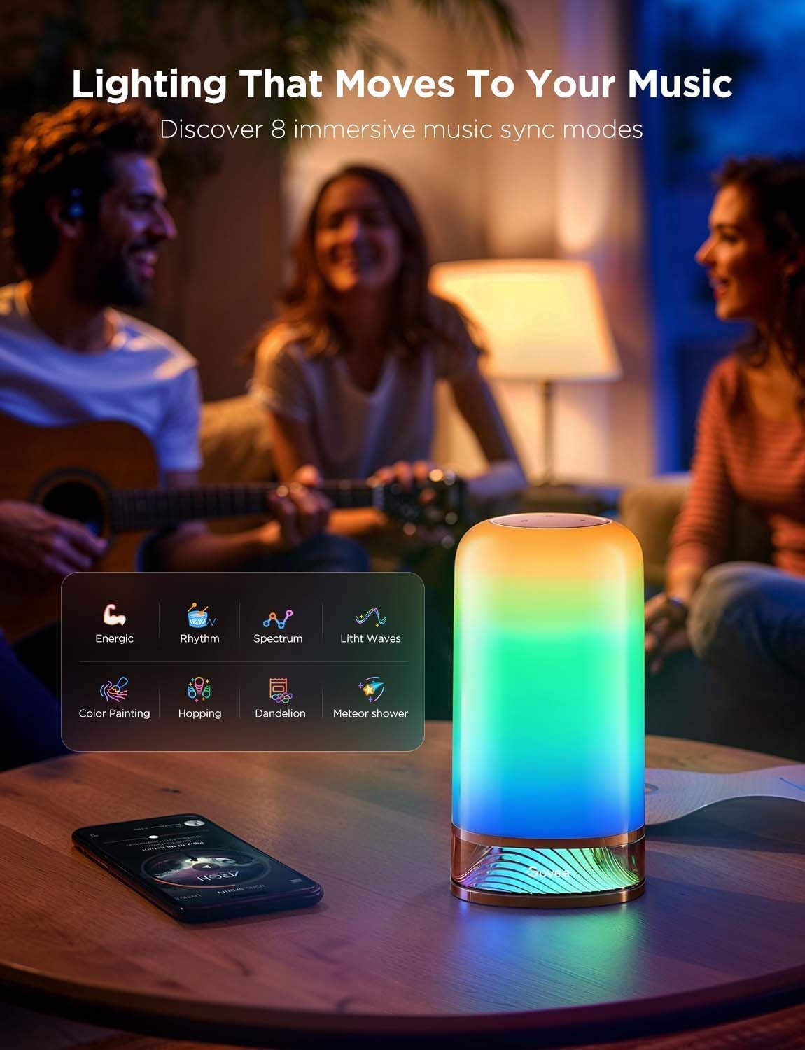 Govee RGBIC Smart Table Lamp 2, Touch Bedside Lamp