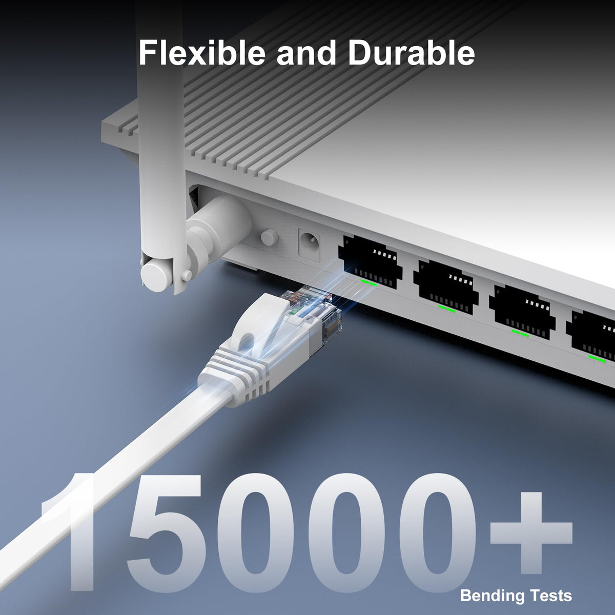 Cat 6 Ethernet Cable, Flat Weatherproof, White, 100ft