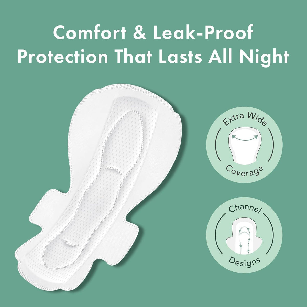 Rael Organic Cotton Cover Overnight Pads, 40 Count