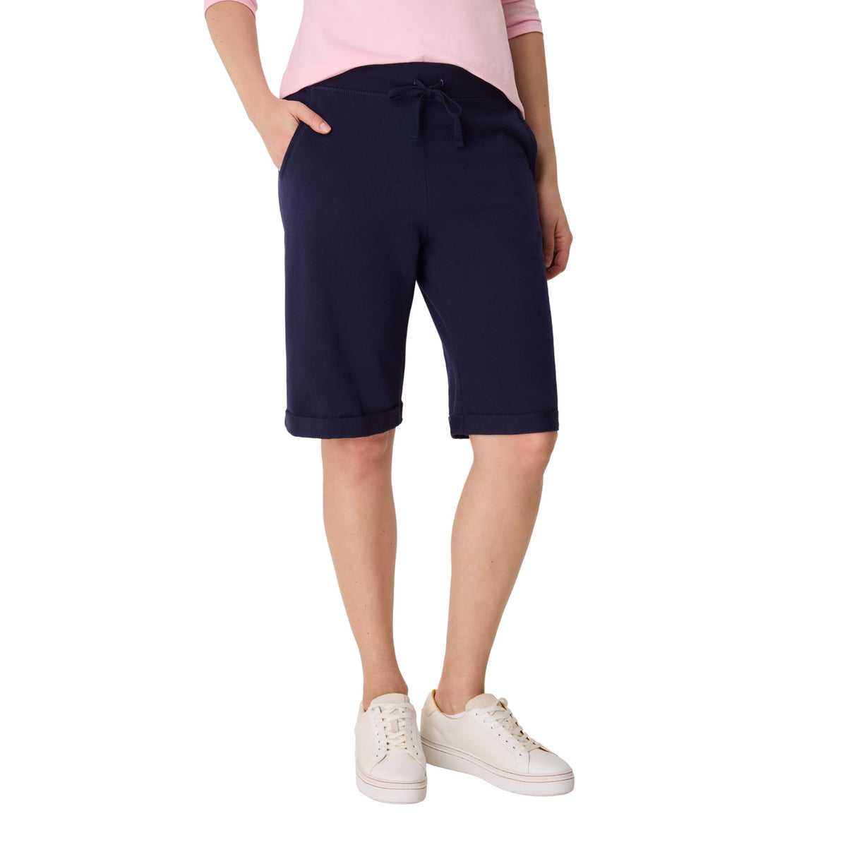 Hanes Women's French Terry Bermuda Shorts, Navy, Large