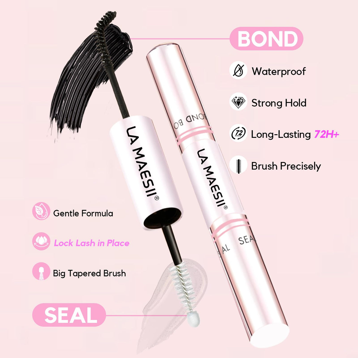 LA MAESII Lash Bond and Seal and Lash Remover, 2 Pack