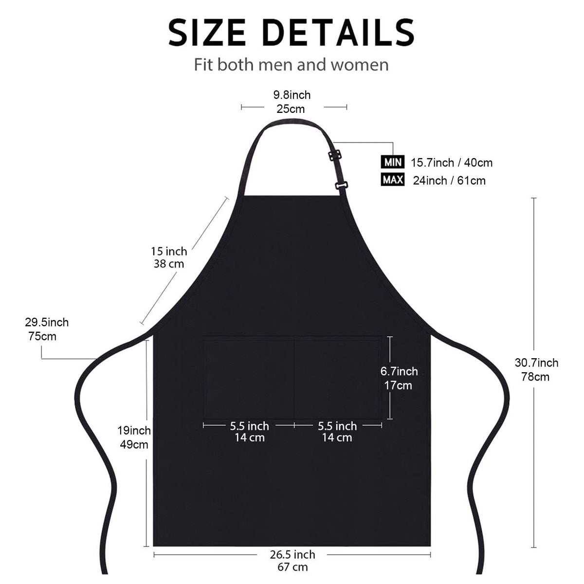 Waterproof Chef Apron with 2 Pockets, Black, 4 Pack