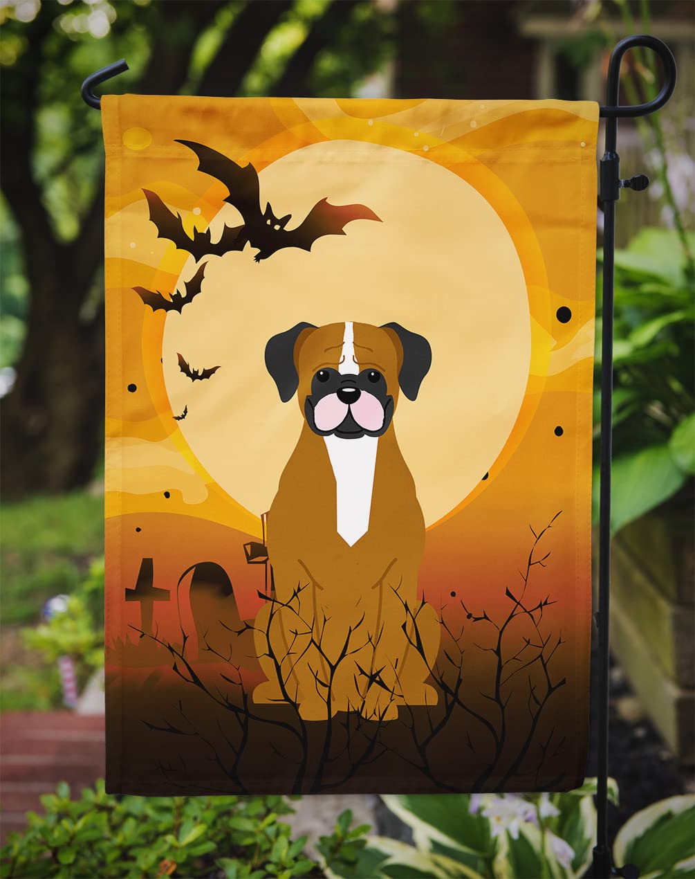 Caroline's Treasures BB4382GF Halloween Flashy Fawn Boxer Flag Garden Size
