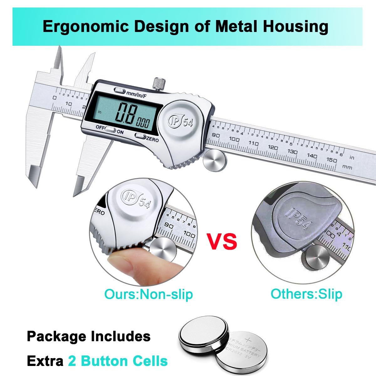 Kynup Stainless Steel Digital Caliper, 6"/150 mm