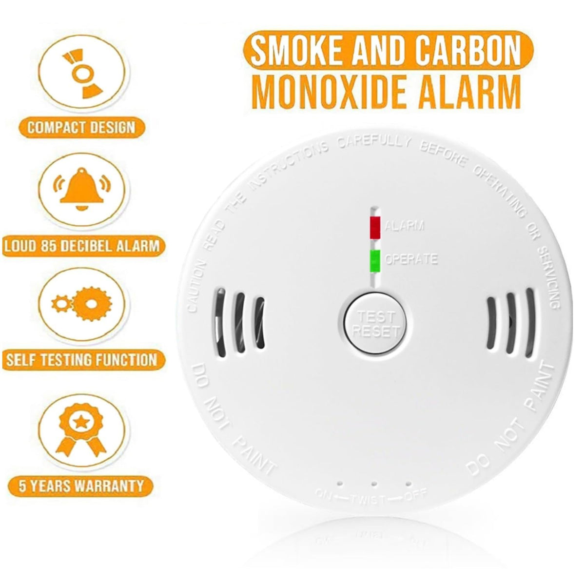 Combination Smoke and Carbon Monoxide Detector Alarm