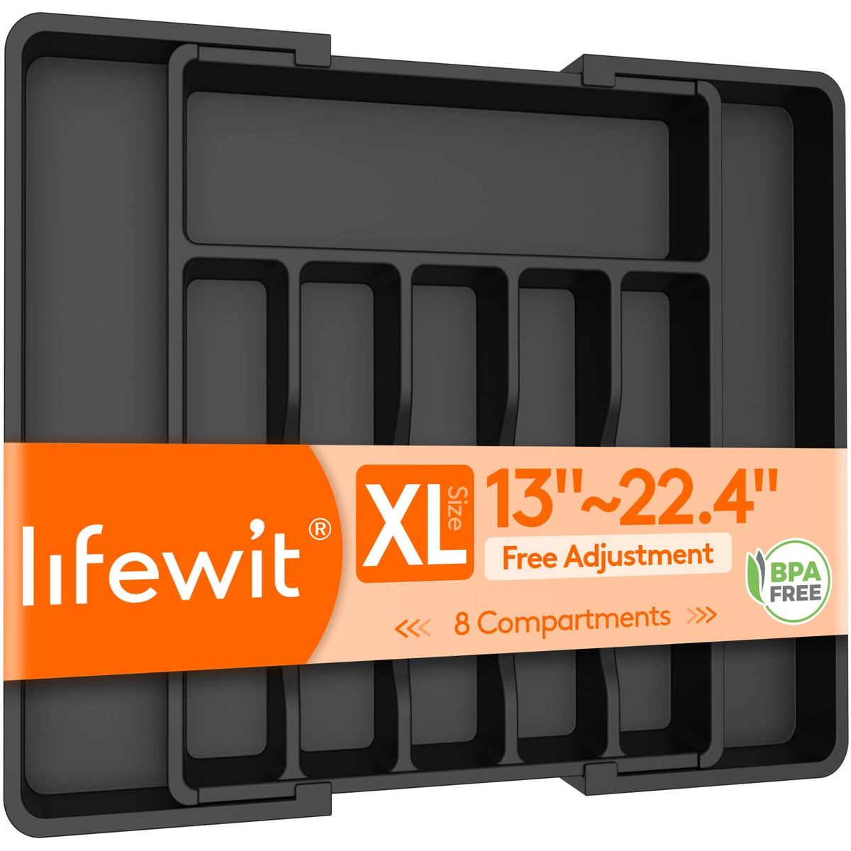 Lifewit Expandable Cutlery Drawer Organizer, Black