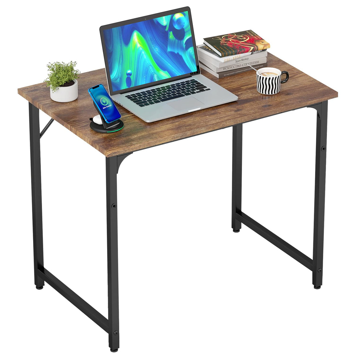 BestOffice Computer Desk with Metal Frame, Vintage