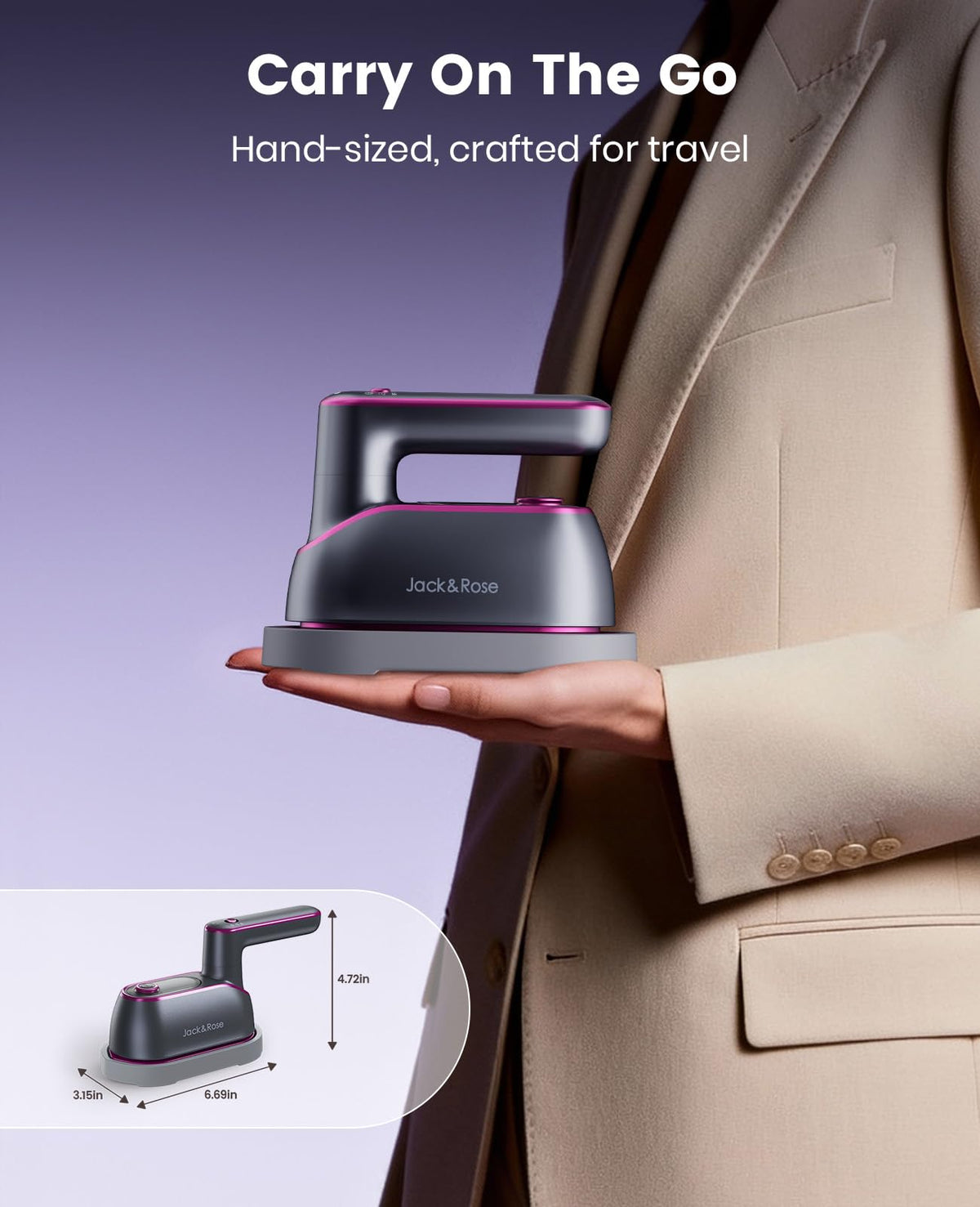 Jack and Rose Portable Travel Steamer for Clothes