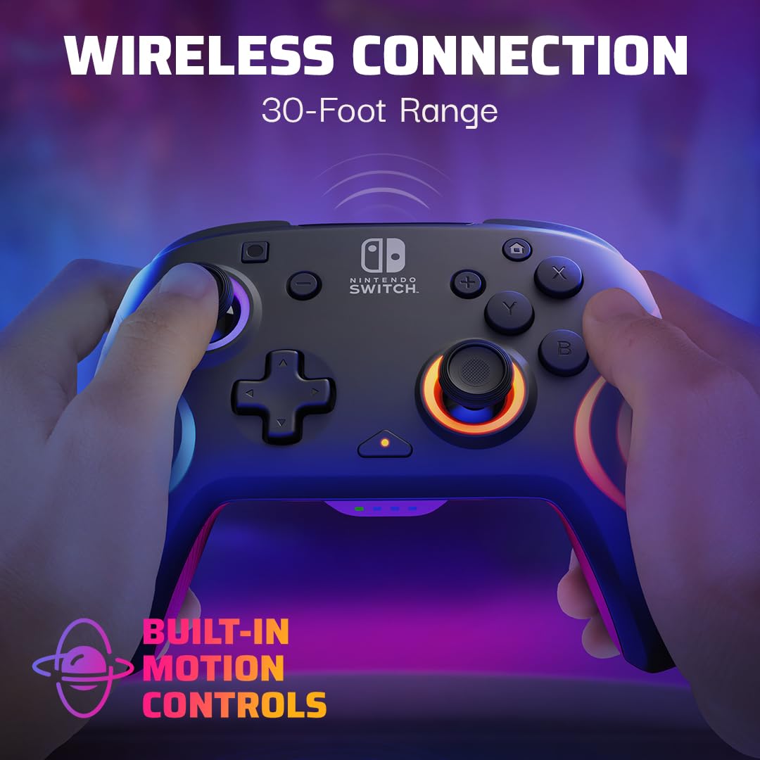 PDP Afterglow Wave Wireless RGB Controller for Nintendo Switch, Black