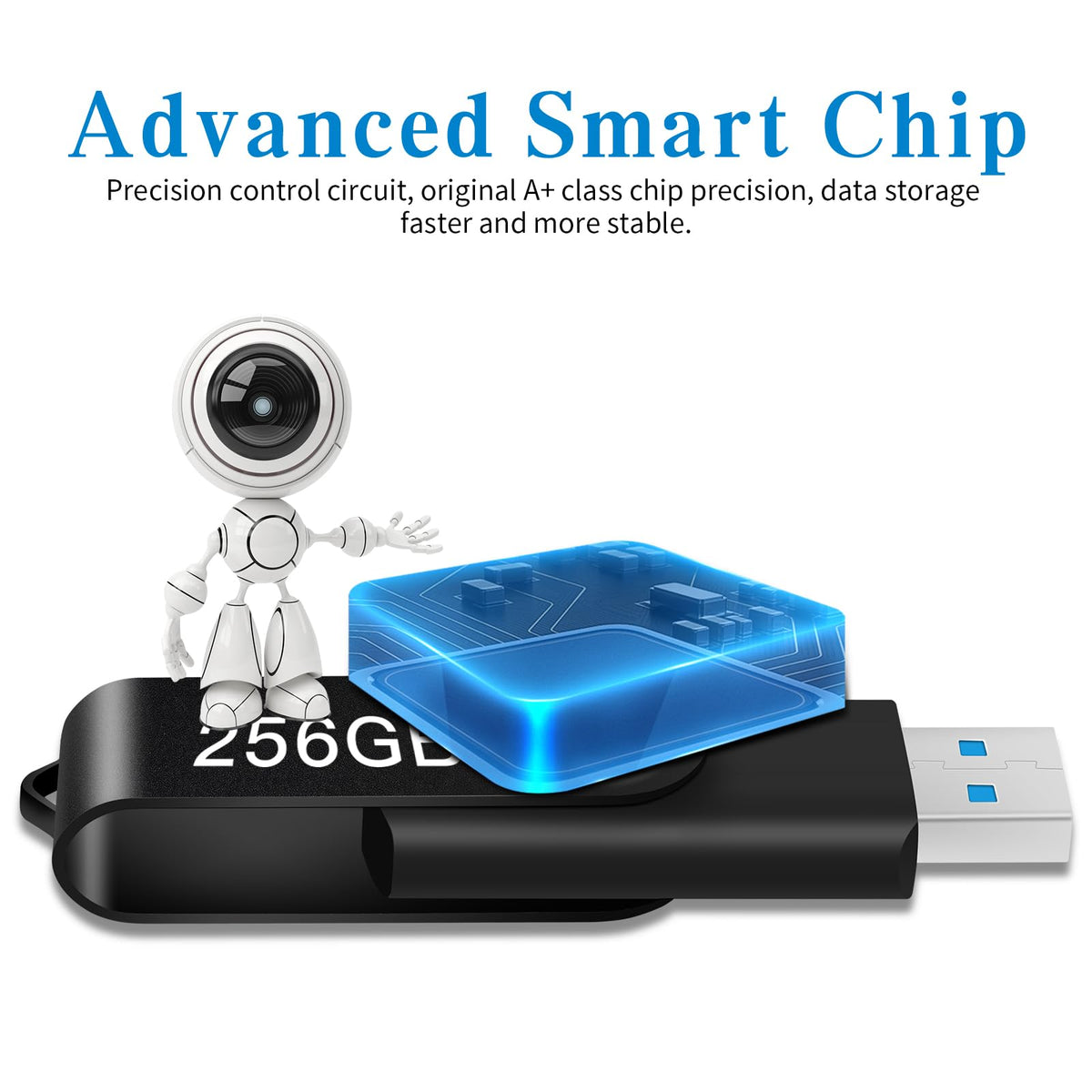256 GB USB 2.0 Flash Drive with Keychain