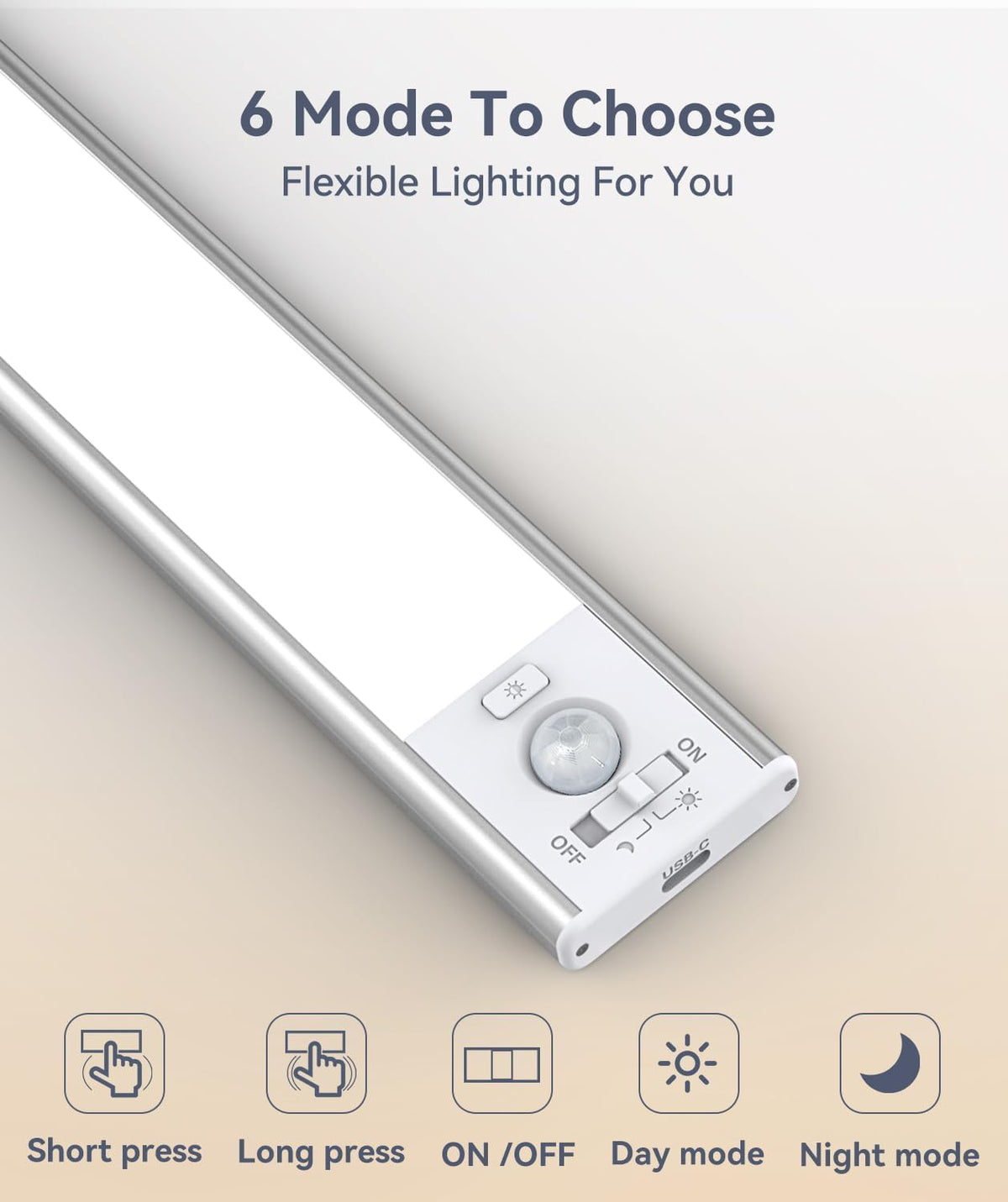 Rechargeable Motion Sensor Under Cabinet Lights, 2 Pack