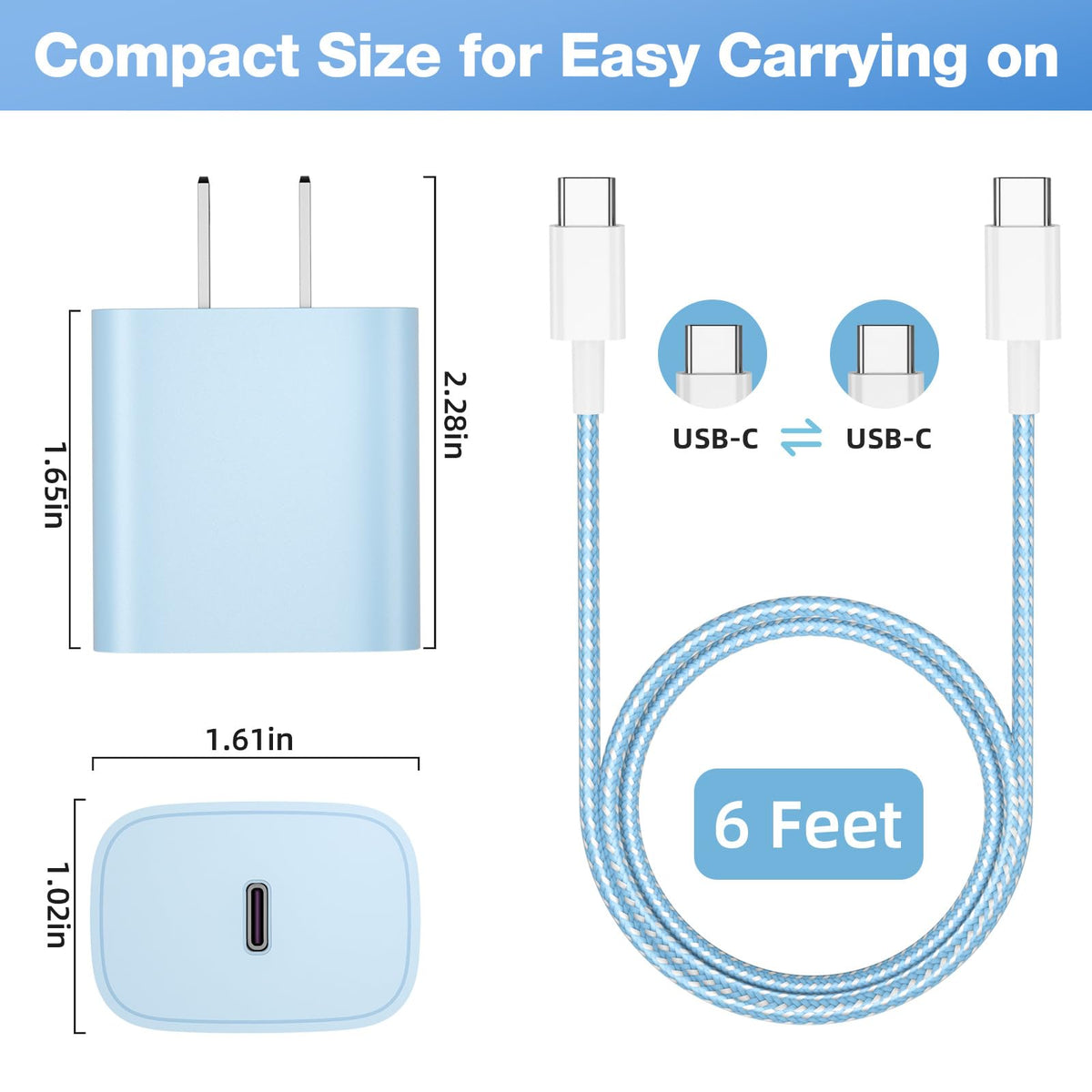 USB C Charger for iPhone with 6FT USB C to C Cable, 20W, 4 Pack