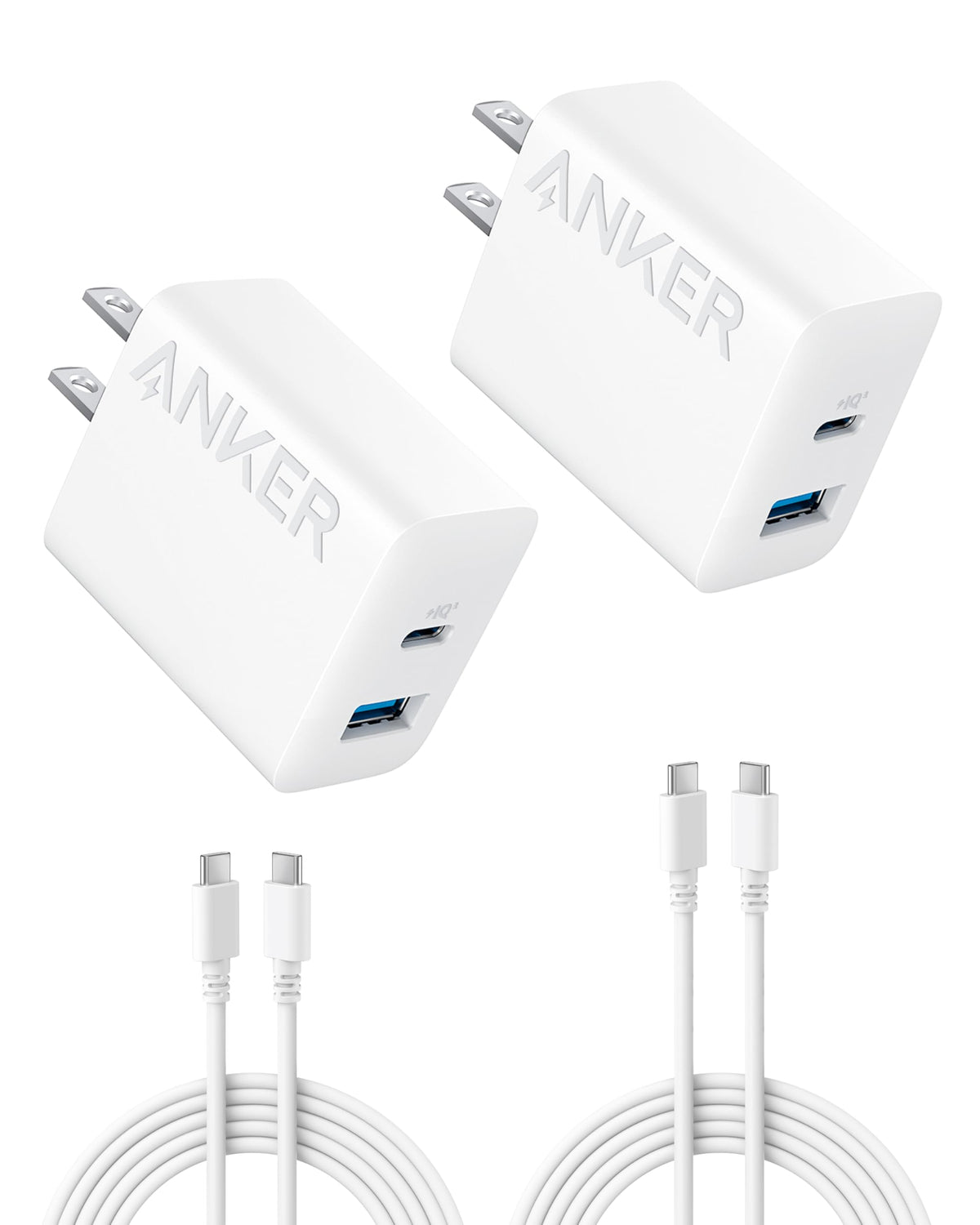 Anker 20W USB-C Charger Block, 2-Pack, White