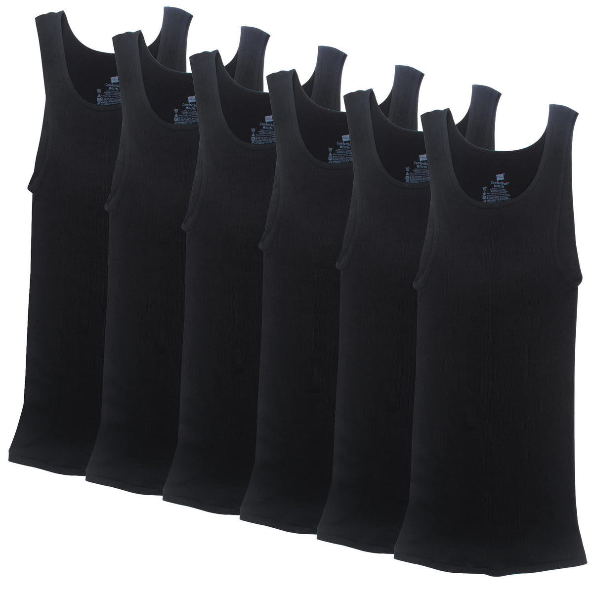 Hanes Men's ComfortSoft Tagless A-Shirts, Black, XL, 6-Pack