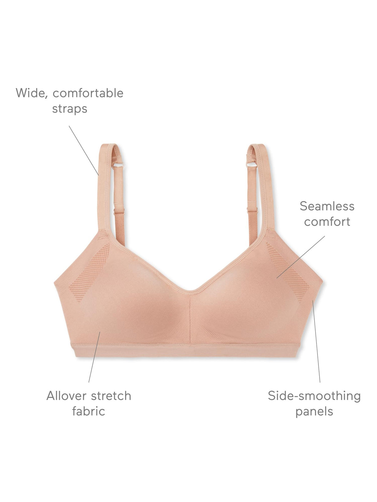 Warners Women's Blissful Benefits Wireless Bra, Toasted Almond, Large