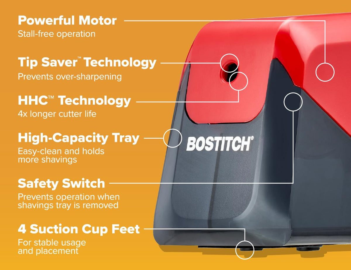 Bostitch Battery Pencil Sharpener, Red