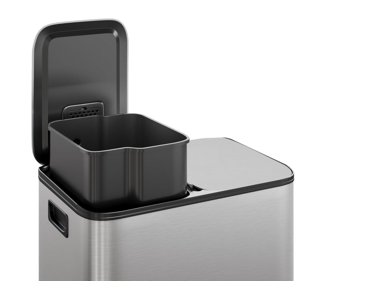 GarveeHome Dual Trash Can with Lid, 2 x 8 Gallon, Stainless Steel