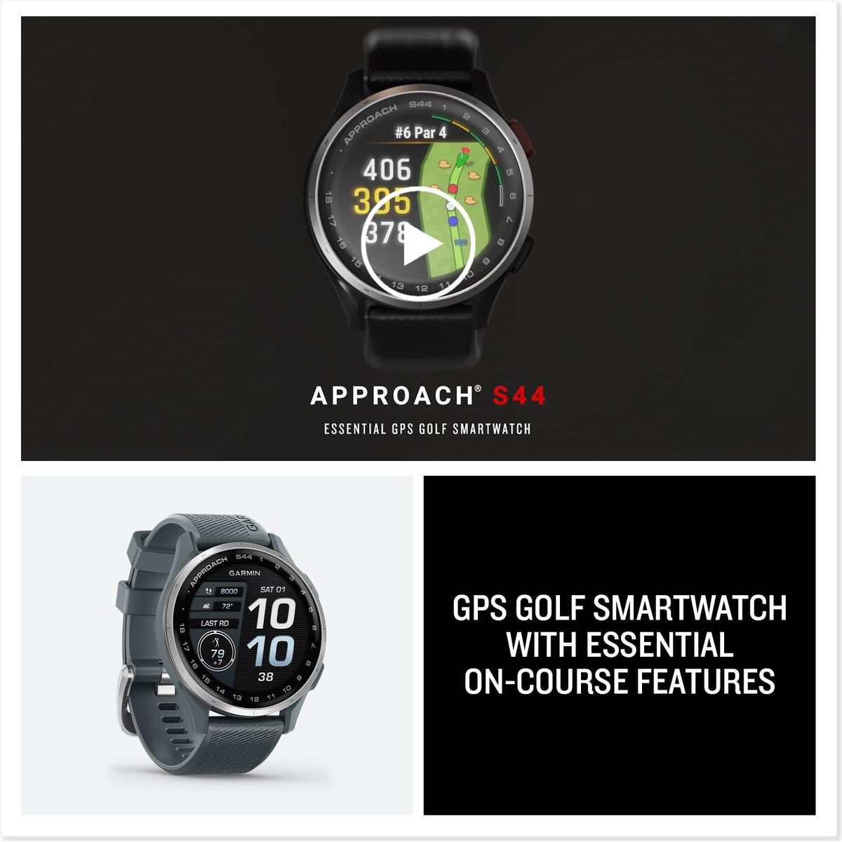 Garmin Approach S44 Golf GPS Smartwatch, Silver, Twilight Band
