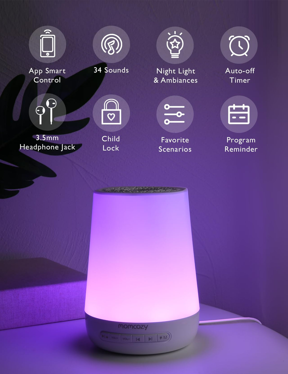 Momcozy Baby Sound Machine with Night Light, Blue
