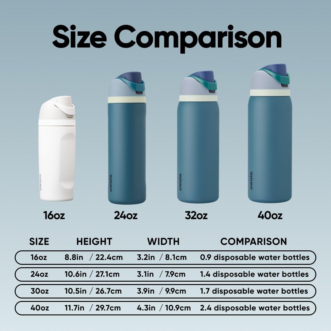 Owala FreeSip Stainless Steel Water Bottle, 32 Oz, Denim