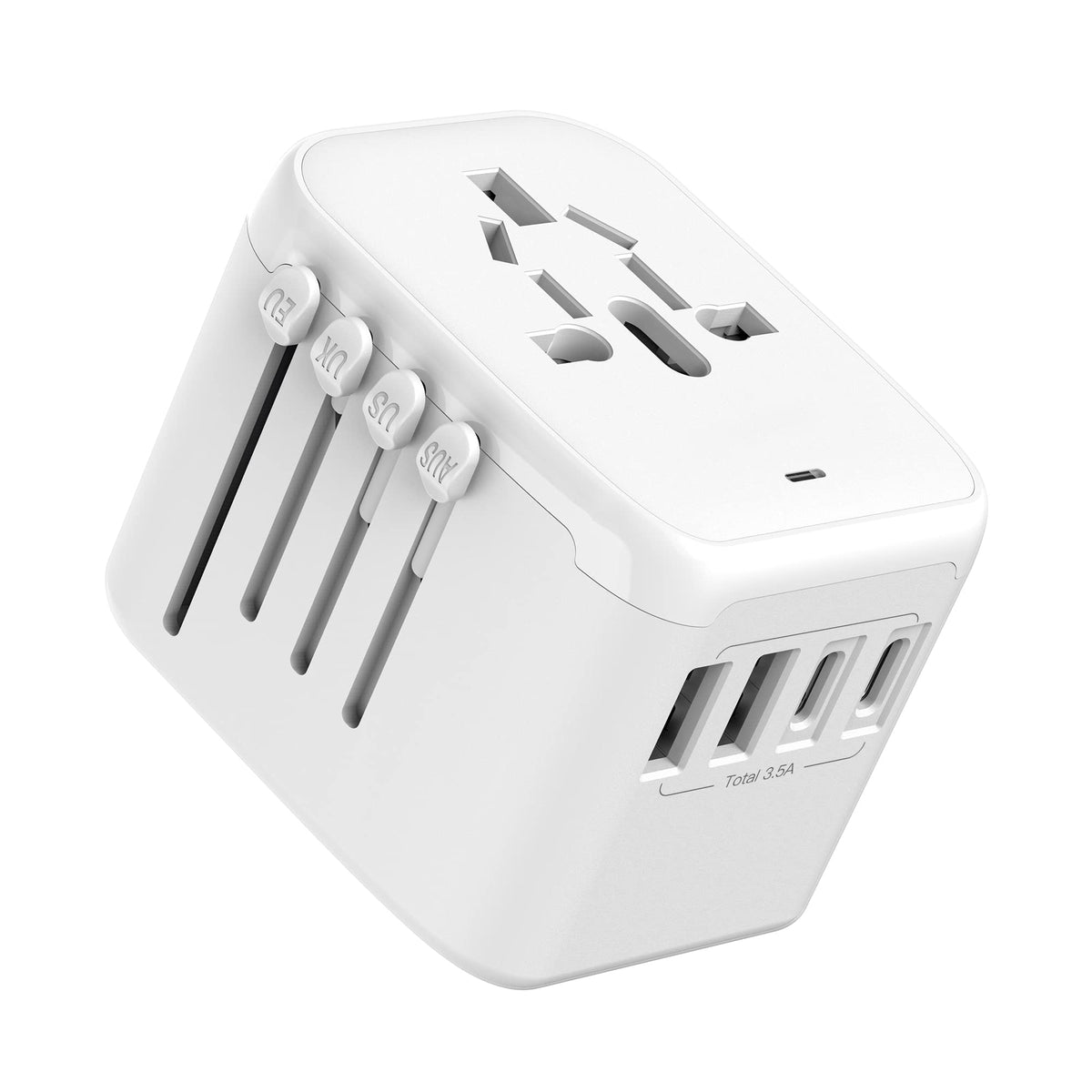 VYLEE 5-in-1 International Travel Plug Adapter, White