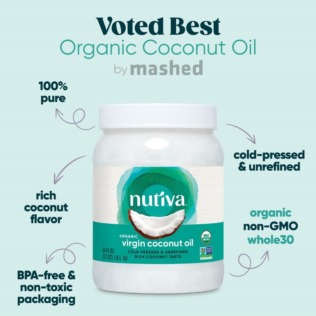 Nutiva Organic Cold-Pressed Virgin Coconut Oil, 1.6 L