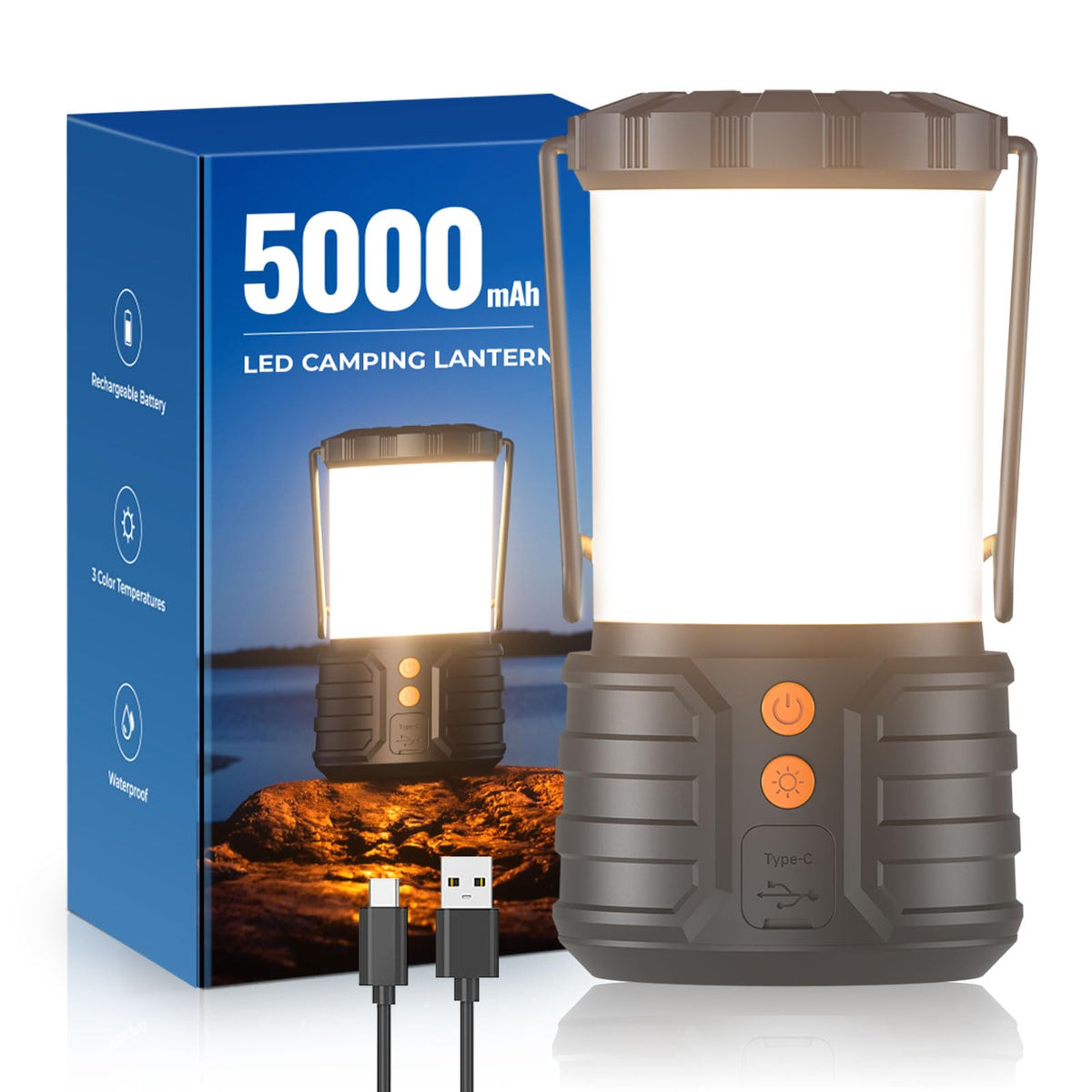 Rechargeable LED Camping Lantern, 5000 mAh
