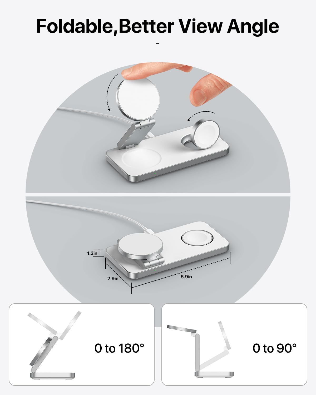 EXW Foldable 3 in 1 Wireless Charging Station for iPhone and Watch