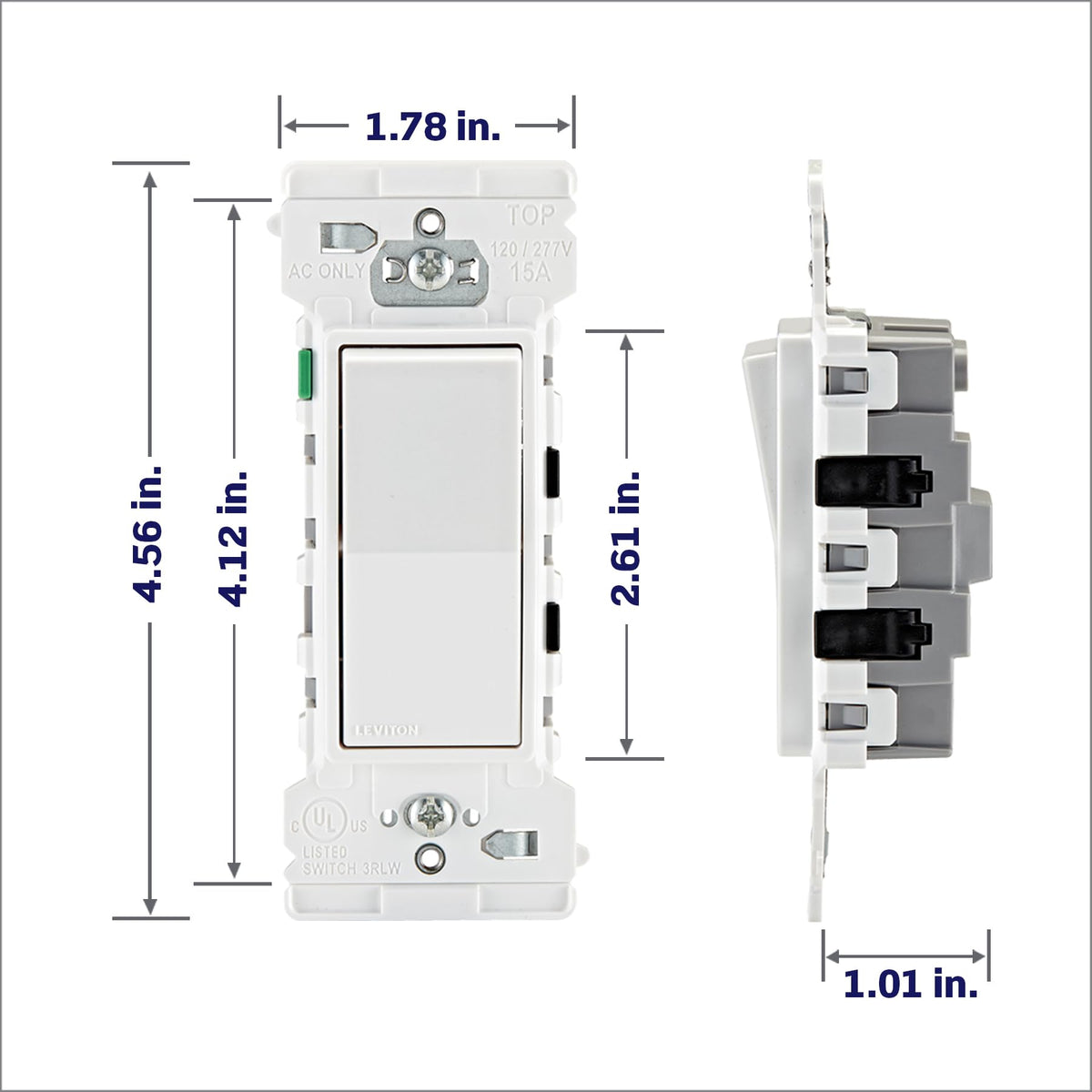 Leviton Lever Edge 15 Amp Single Pole Decora Switch, White, 10-Pack