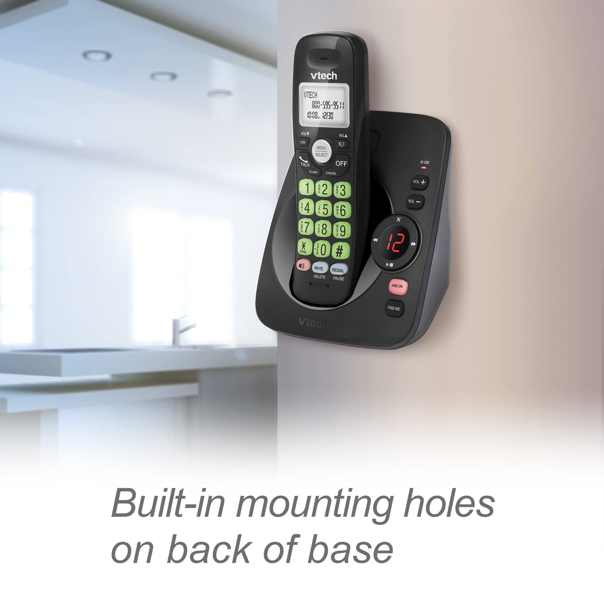 VTech VG104-11 DECT 6.0 Cordless Phone with Answering Machine, Black