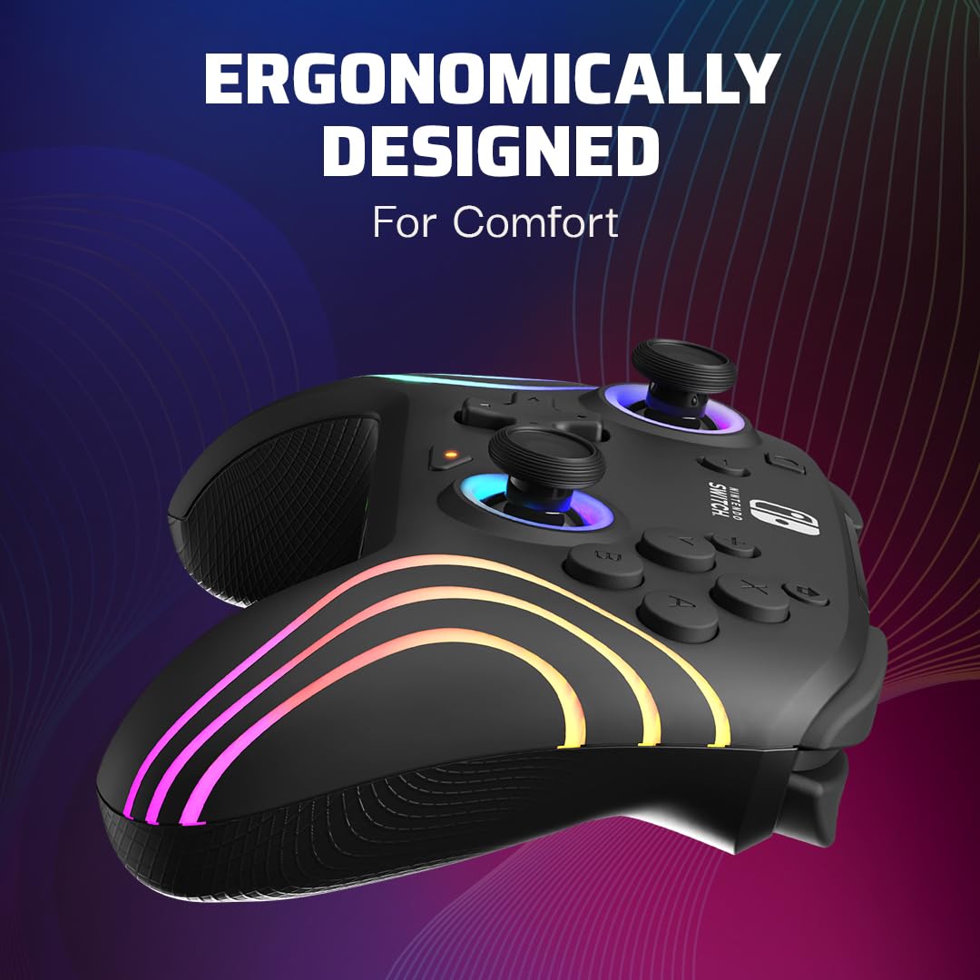 PDP Afterglow Wave Wireless RGB Controller for Nintendo Switch, Black