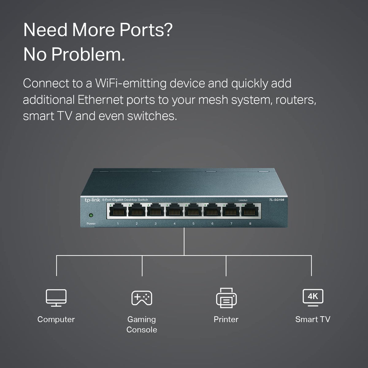 TP-Link TL-SG108 8-Port Gigabit Unmanaged Ethernet Switch