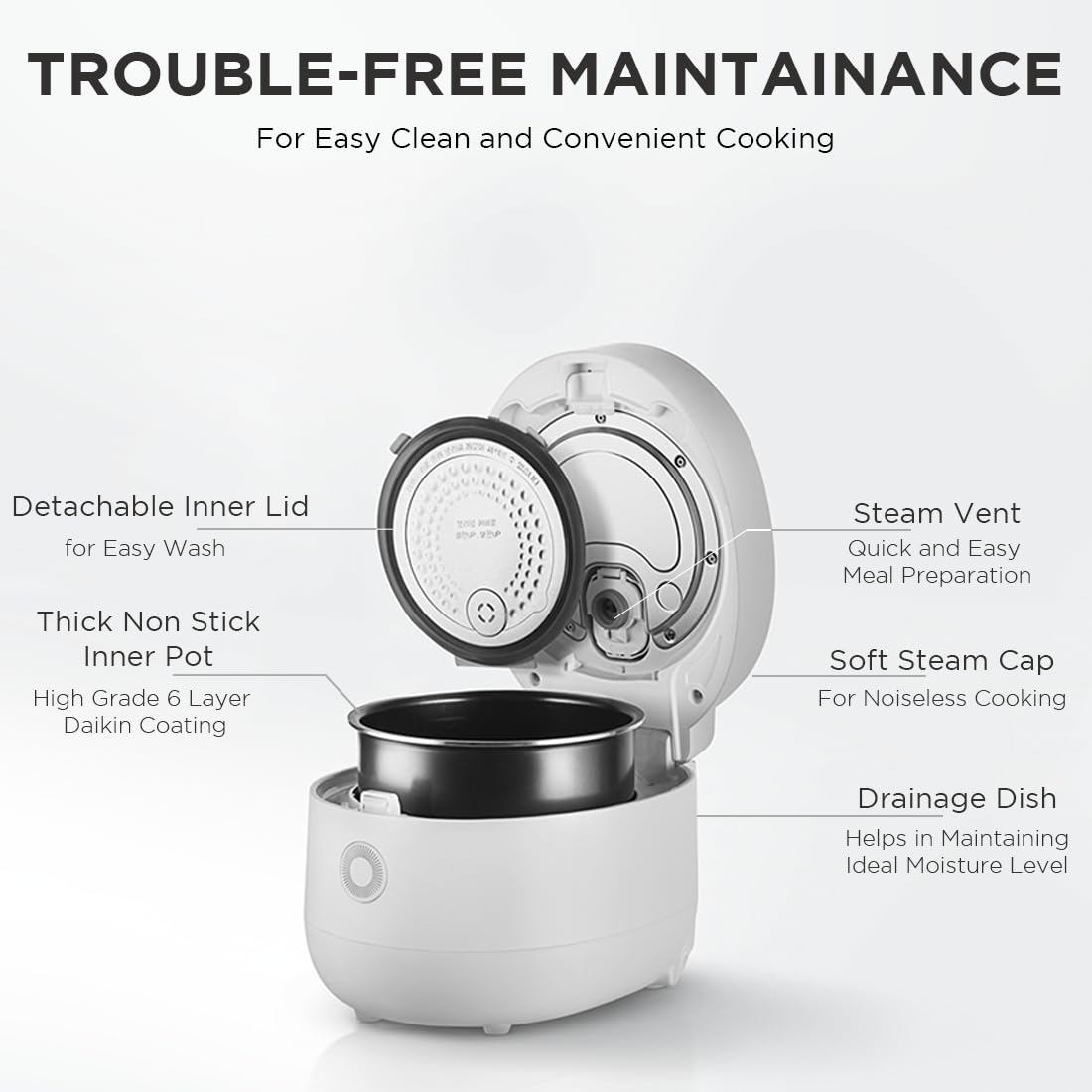 CUCKOO Fuzzy Logic Rice Cooker CR-0675FW, White, 6 Cup Uncooked