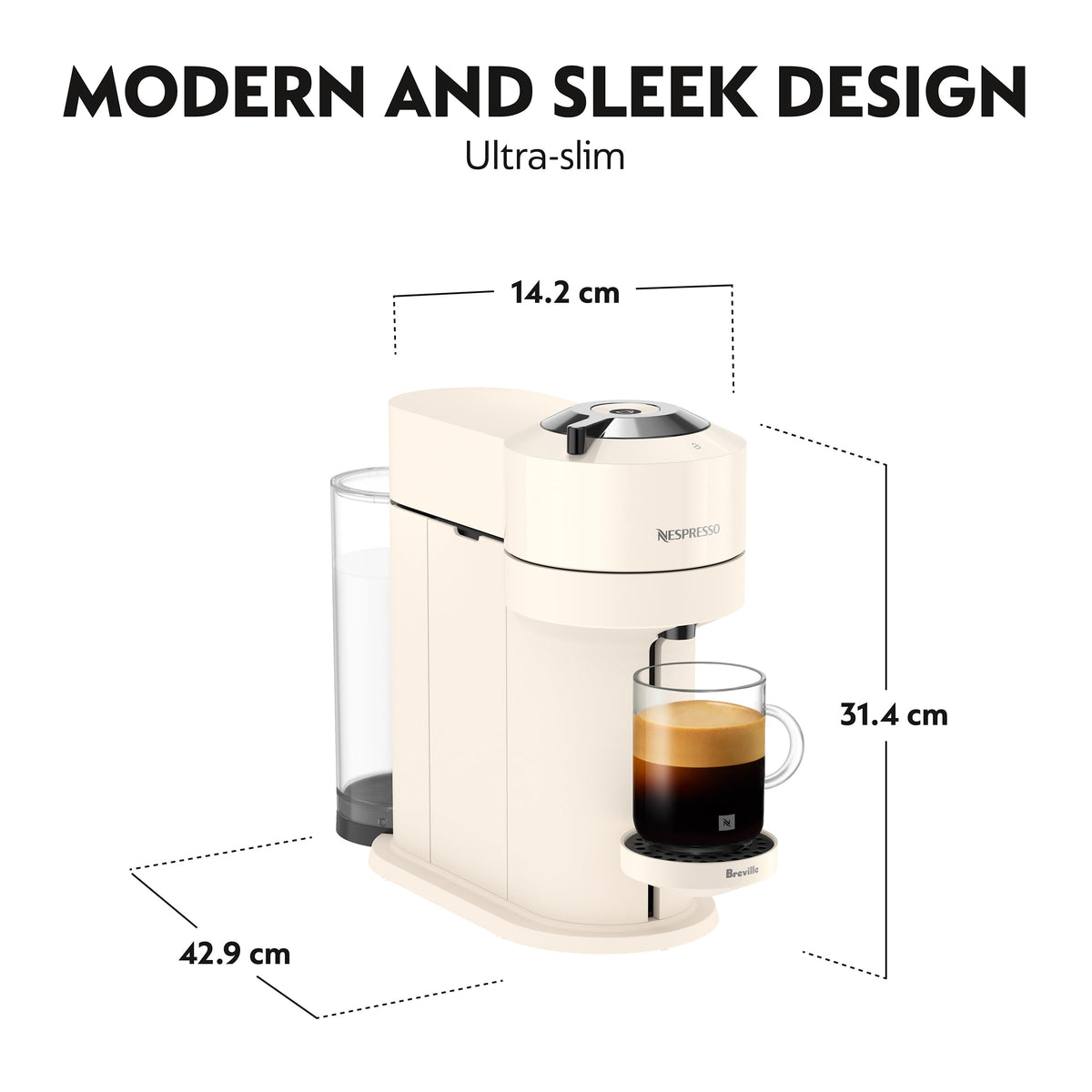Nespresso Vertuo Next Coffee Machine by Breville, White and Chrome