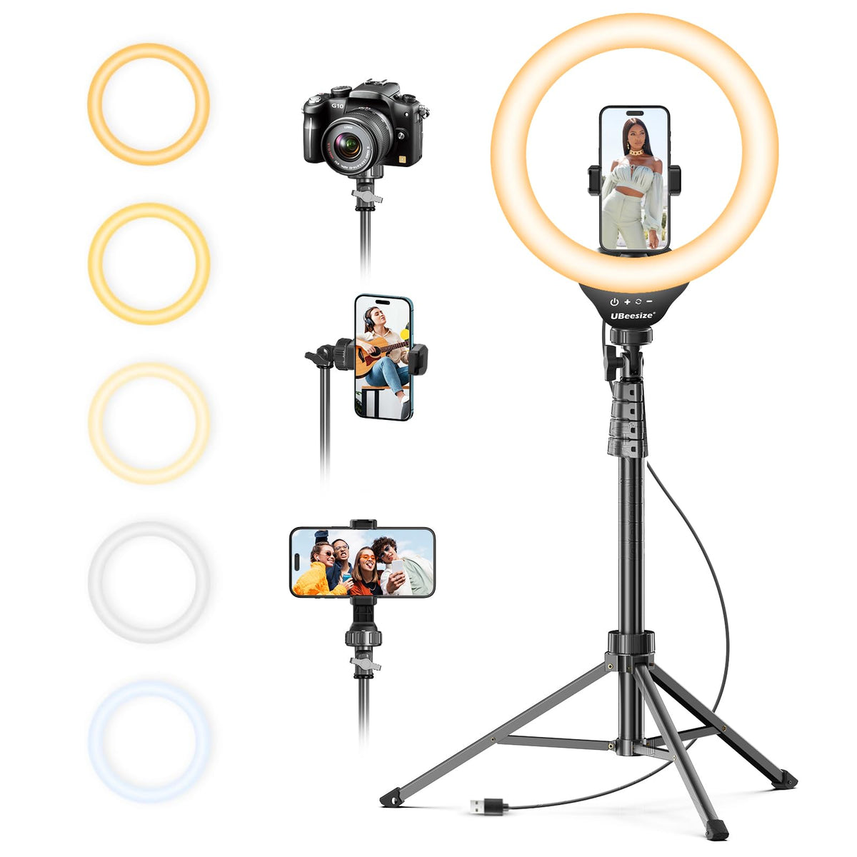 UBeesize Ring Light with 62 in Tripod Stand, 12 in