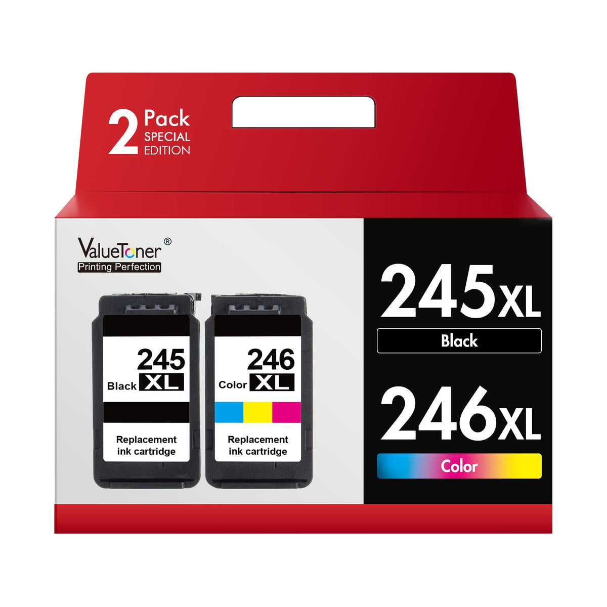 Valuetoner 245XL 246XL Ink Cartridges for Canon, Black & Colour