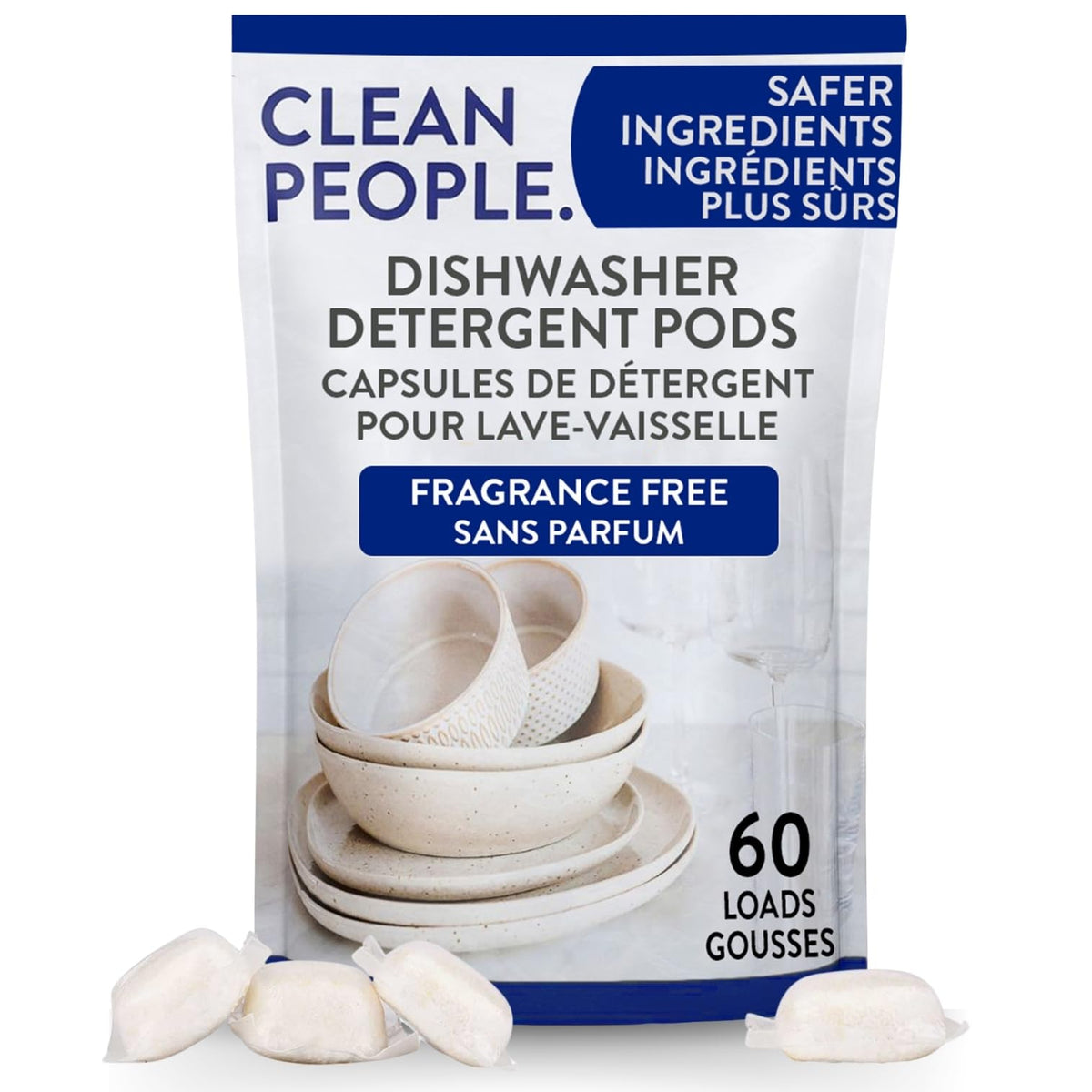 Clean People Dishwasher Pods, Fragrance Free, 60 Pack