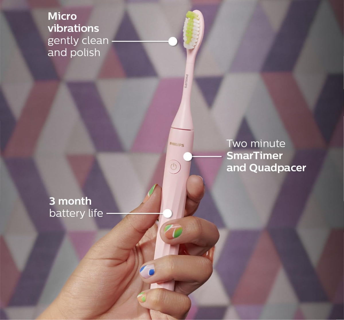 Philips One by Sonicare Battery Toothbrush, Manhattan Pink, BD3003/AZ