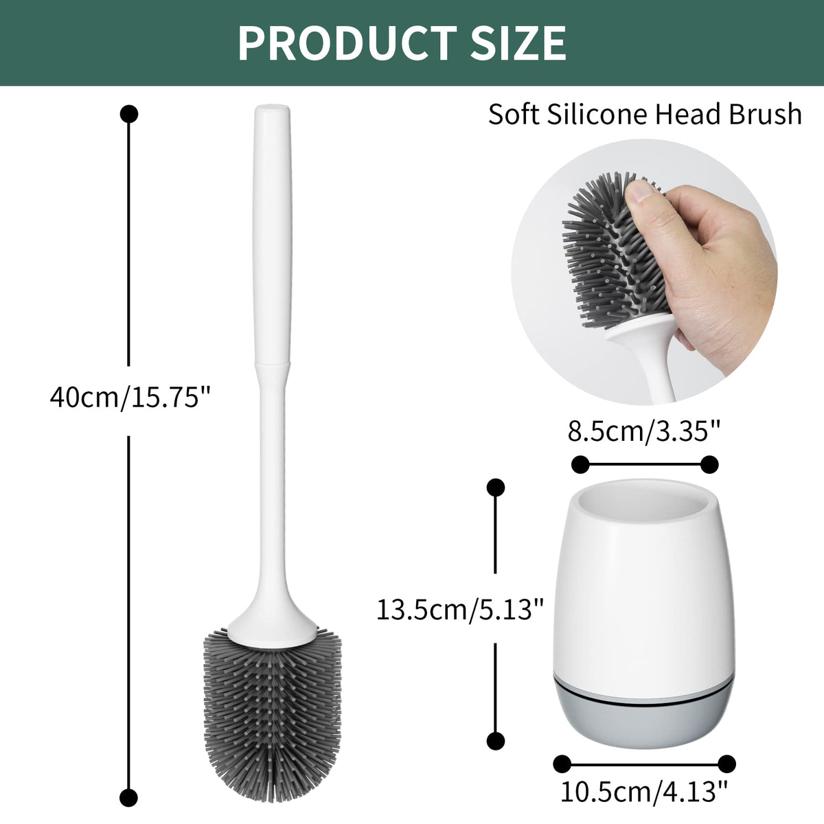 Hibbent Silicone Toilet Brush with Ventilated Holder