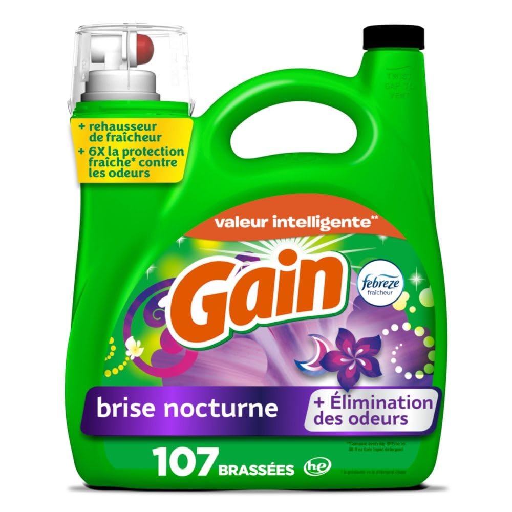 Gain Liquid Laundry Detergent, Moonlight Breeze, 4.5 L, 107 Loads
