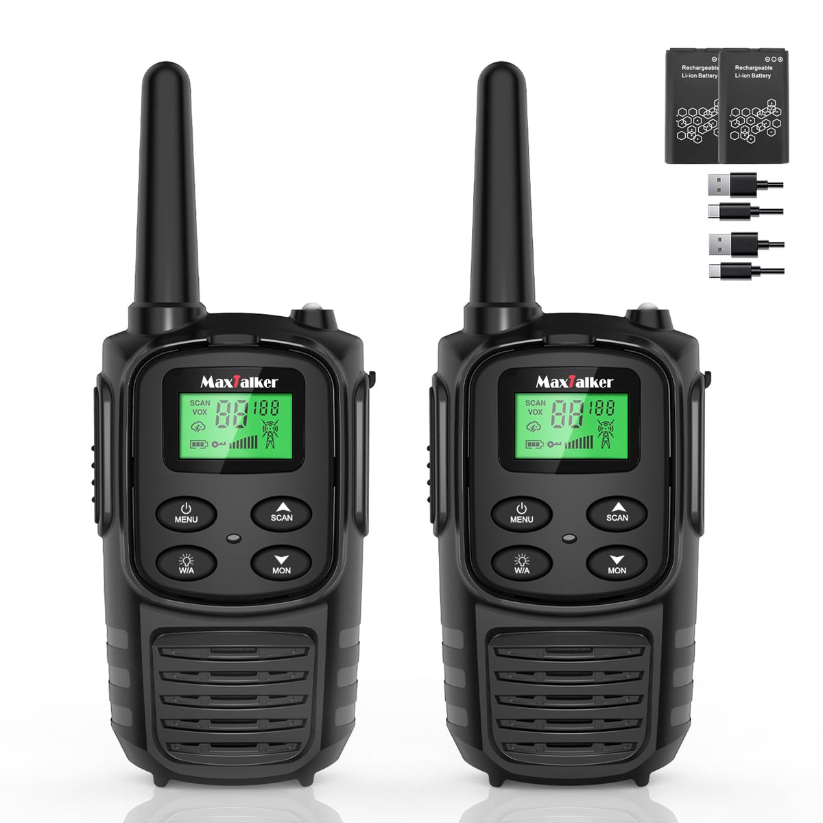 MT10 Rechargeable Long Range FRS Walkie Talkies (2 Pack)