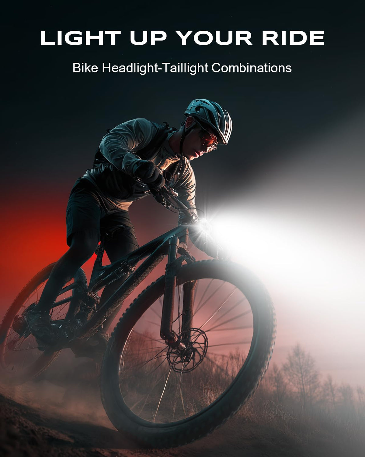 WOCBUY Rechargeable Bike Lights Set, Front and Back, USB-C, IP65
