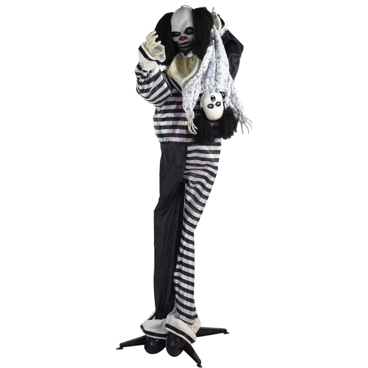 Haunted Hill Farm Life-Size Animatronic Talking Clown with Doll