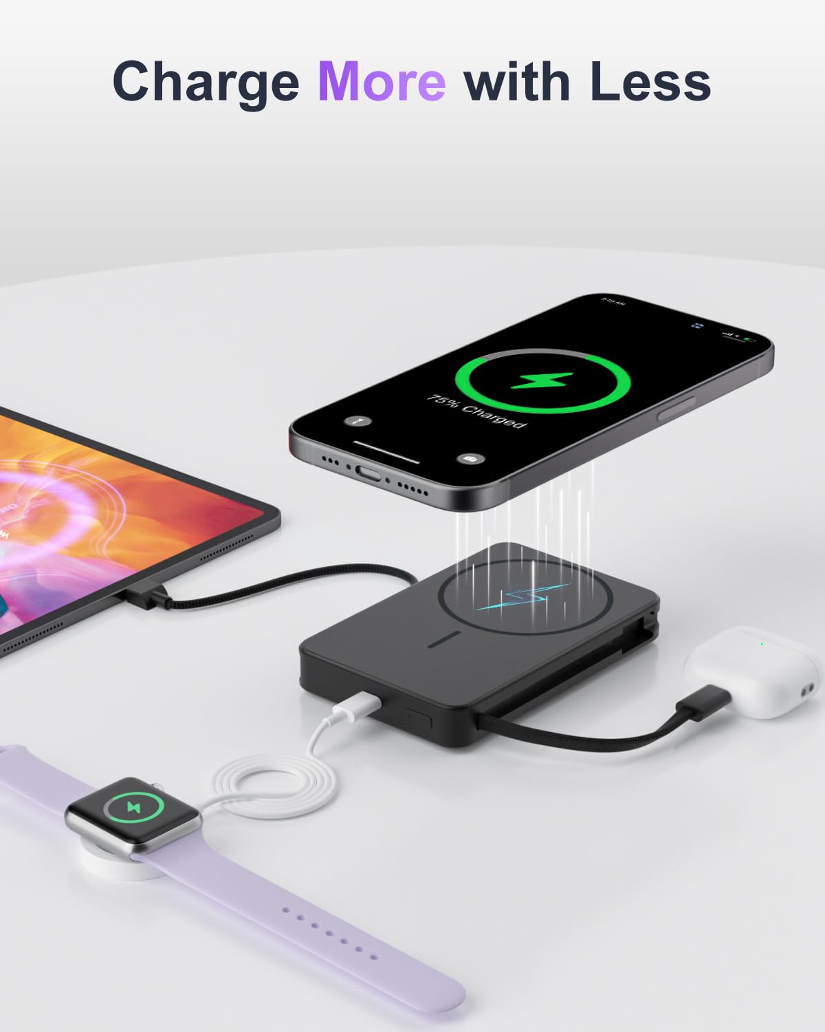 Magnetic Power Bank, 10,000mAh 15W Wireless