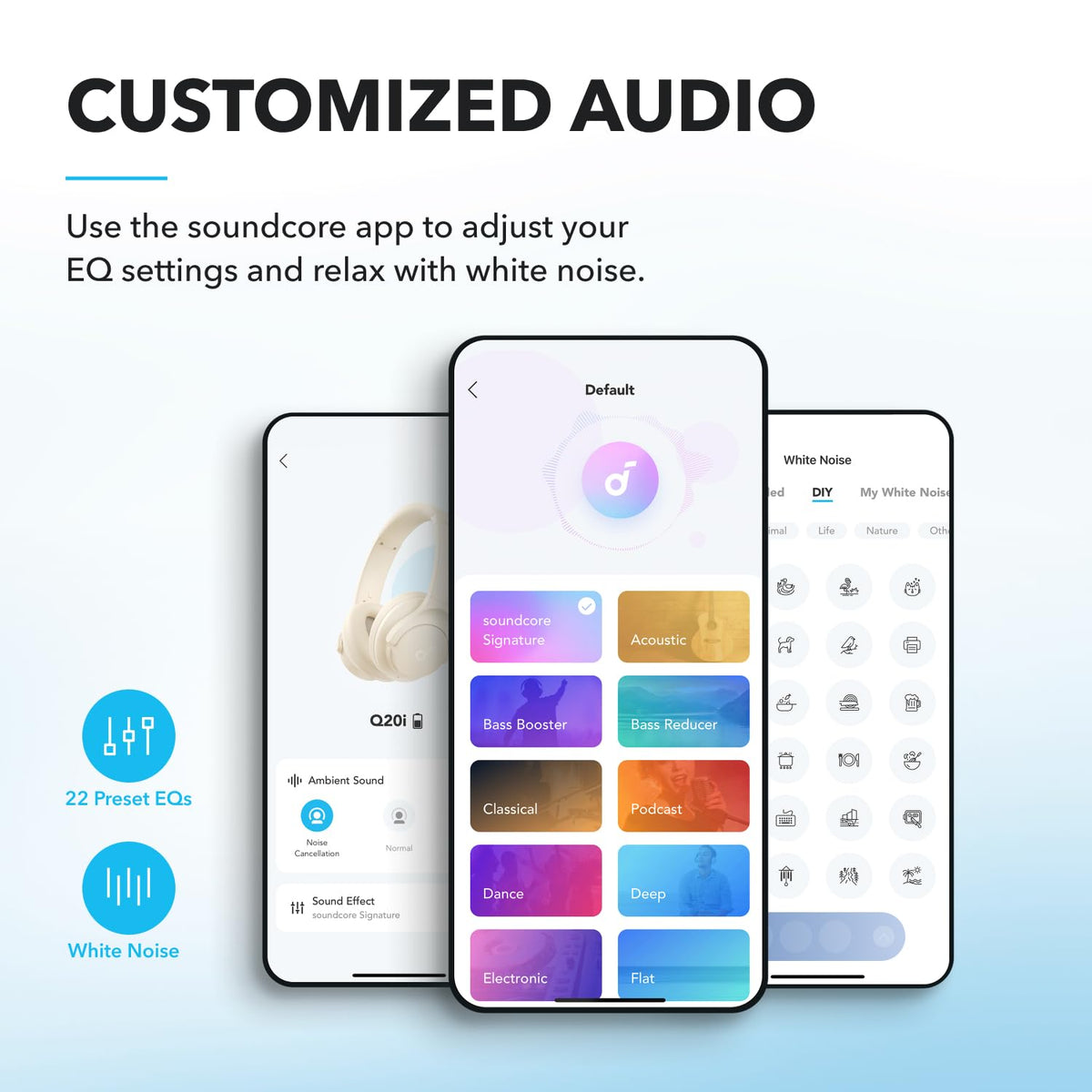 soundcore by Anker Q20i Hybrid ANC Wireless Headphones, White